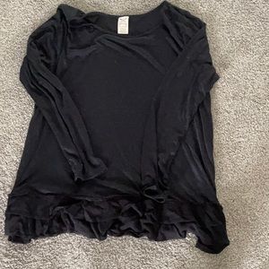 Black long sleeve ruffle top